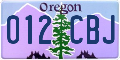 OR license plate 012CBJ