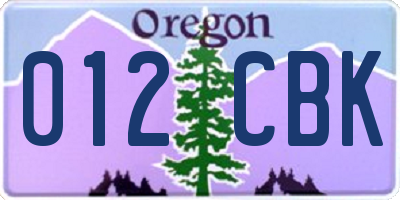 OR license plate 012CBK