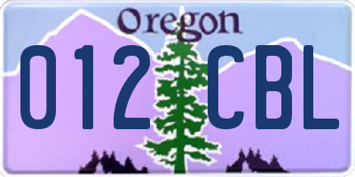 OR license plate 012CBL