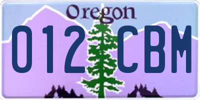 OR license plate 012CBM