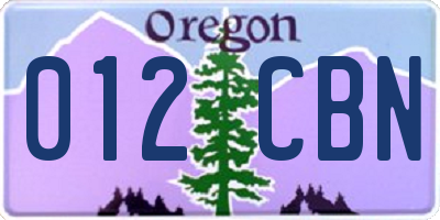 OR license plate 012CBN