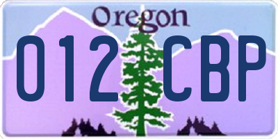 OR license plate 012CBP