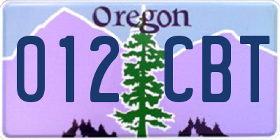 OR license plate 012CBT