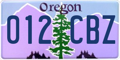OR license plate 012CBZ