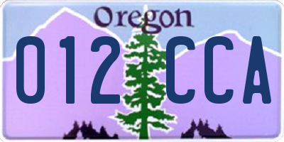 OR license plate 012CCA