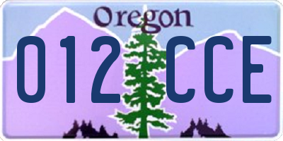 OR license plate 012CCE