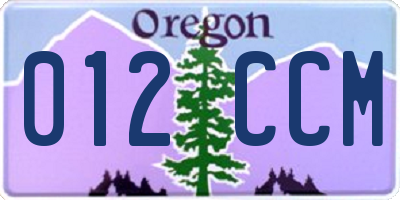 OR license plate 012CCM