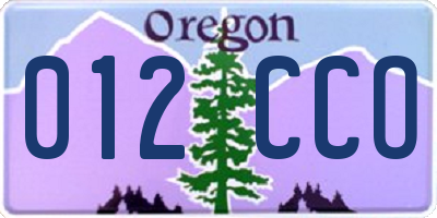 OR license plate 012CCO