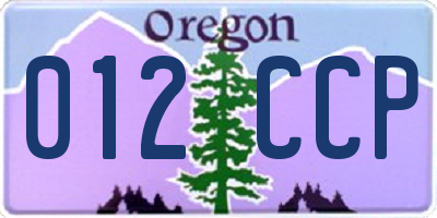 OR license plate 012CCP