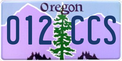 OR license plate 012CCS