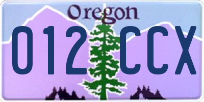 OR license plate 012CCX