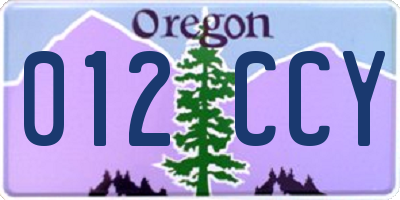 OR license plate 012CCY