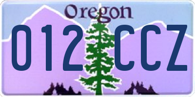 OR license plate 012CCZ