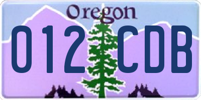 OR license plate 012CDB