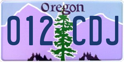 OR license plate 012CDJ
