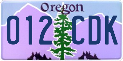 OR license plate 012CDK