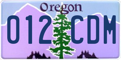 OR license plate 012CDM