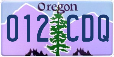OR license plate 012CDQ
