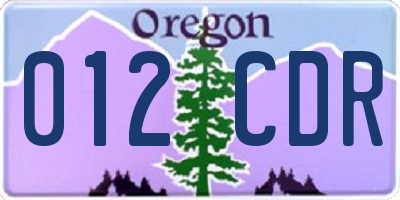 OR license plate 012CDR