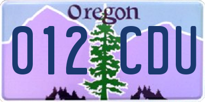 OR license plate 012CDU