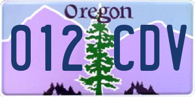 OR license plate 012CDV
