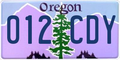 OR license plate 012CDY