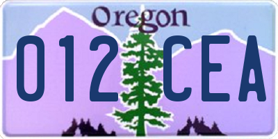 OR license plate 012CEA