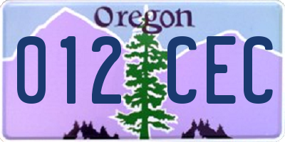 OR license plate 012CEC