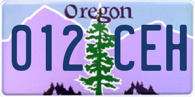 OR license plate 012CEH
