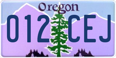 OR license plate 012CEJ