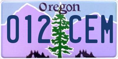 OR license plate 012CEM