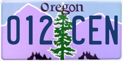 OR license plate 012CEN