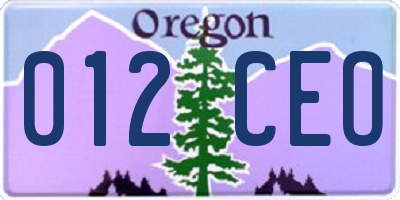 OR license plate 012CEO