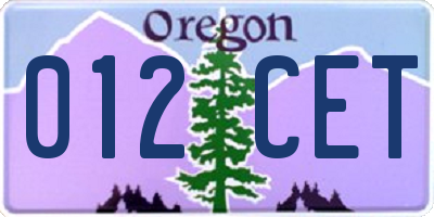 OR license plate 012CET