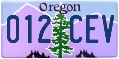 OR license plate 012CEV