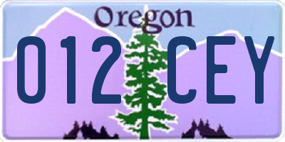 OR license plate 012CEY