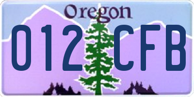 OR license plate 012CFB