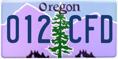 OR license plate 012CFD