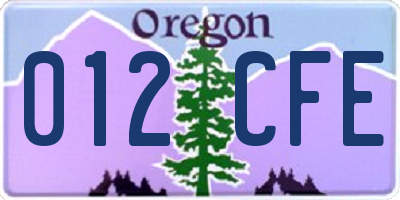 OR license plate 012CFE