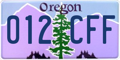 OR license plate 012CFF