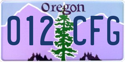 OR license plate 012CFG