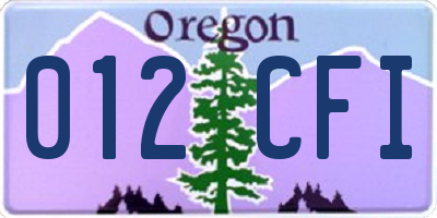 OR license plate 012CFI