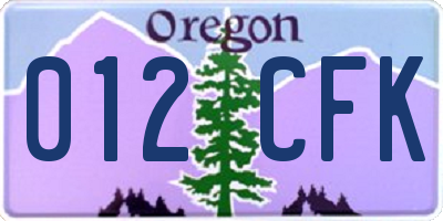OR license plate 012CFK