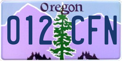 OR license plate 012CFN