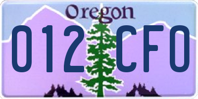 OR license plate 012CFO