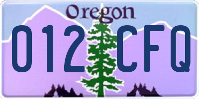 OR license plate 012CFQ