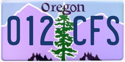 OR license plate 012CFS