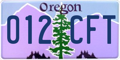 OR license plate 012CFT