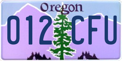 OR license plate 012CFU