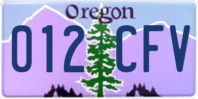 OR license plate 012CFV